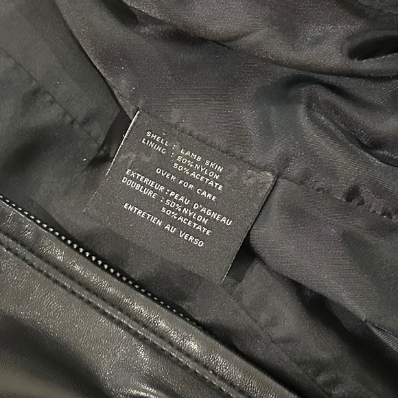 Cole Haan - Women's Lambskin Full Zip Leather Waist Coat - Picture 4 of 5